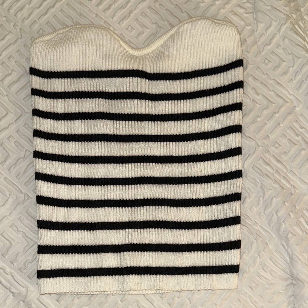 Striped Black and White Knit Tube Top